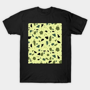 Seamless Olive green and Black Terrazzo Pattern T-Shirt